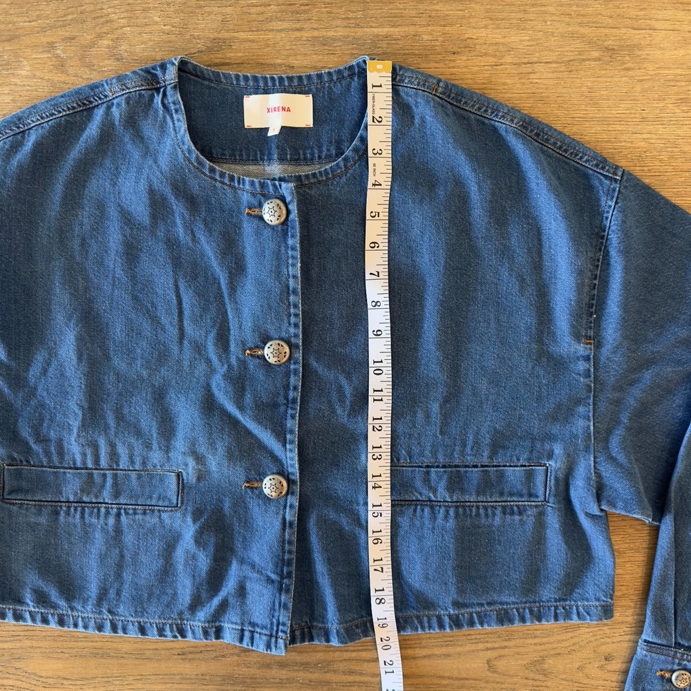 Xirena Paley Cropped Denim Boxy Oversized Jacket-Blue Jay-Womens Sze S-NWOT $345 - Picture 8 of 16
